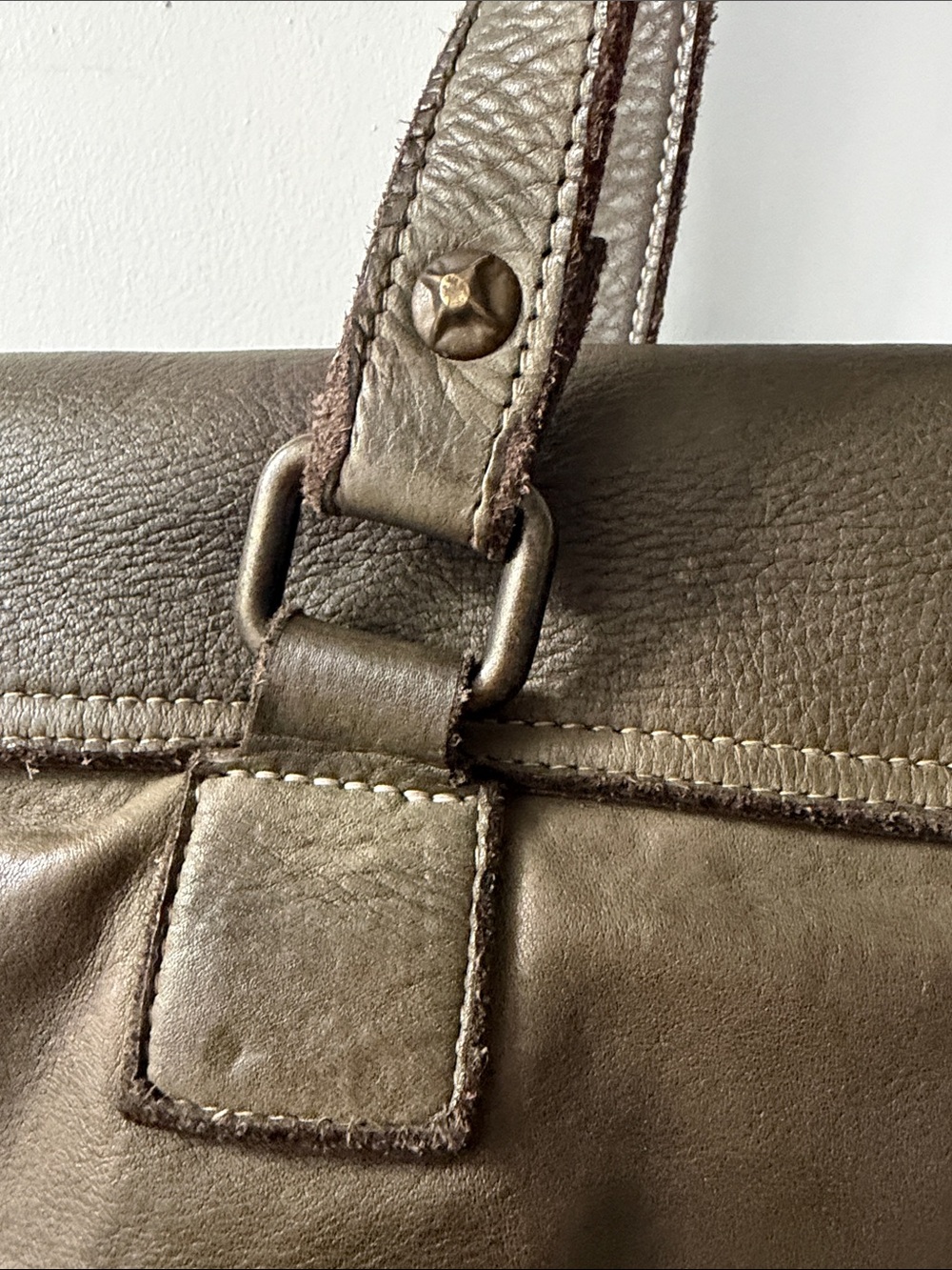 Stud-Trim Leather Tote in Taupe - Picture 4 of 7
